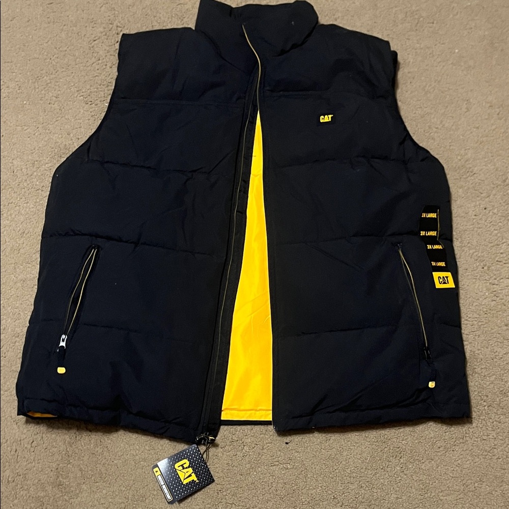 CAT Black and Yellow Puffer Vest